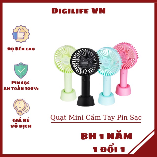 Quạt Mini Tích Điện Cầm Tay Có Giá Đỡ Để Bàn 3 Chế Độ Gió | BigBuy360 - bigbuy360.vn