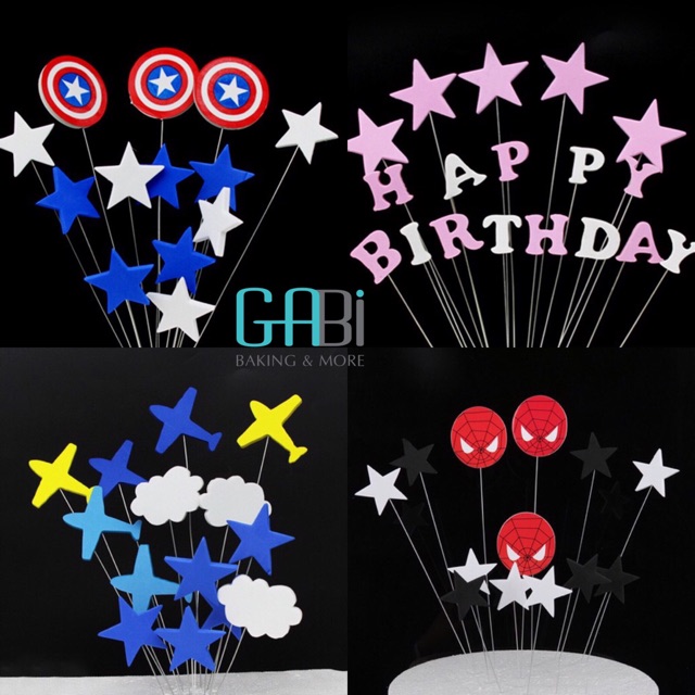 Set topper xốp trang trí bánh (nhiều mẫu)