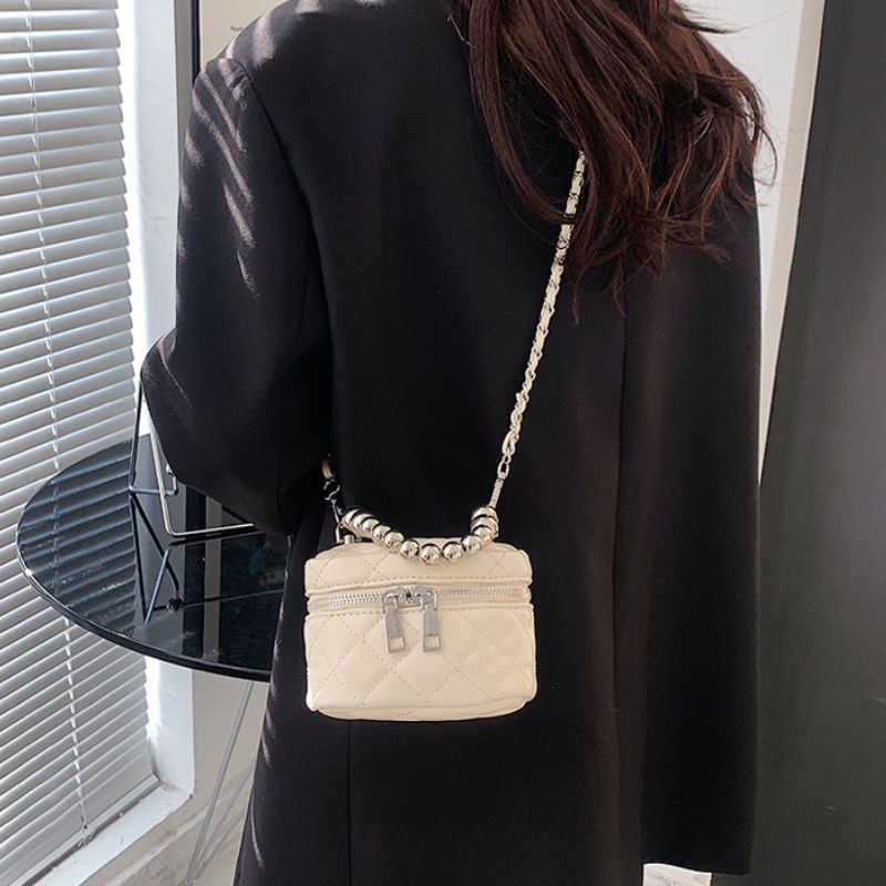 Túi đeo chéo mini, túi xách cốp, dáng cặp lồng da trần trám, dây xích mảnh Mun1993