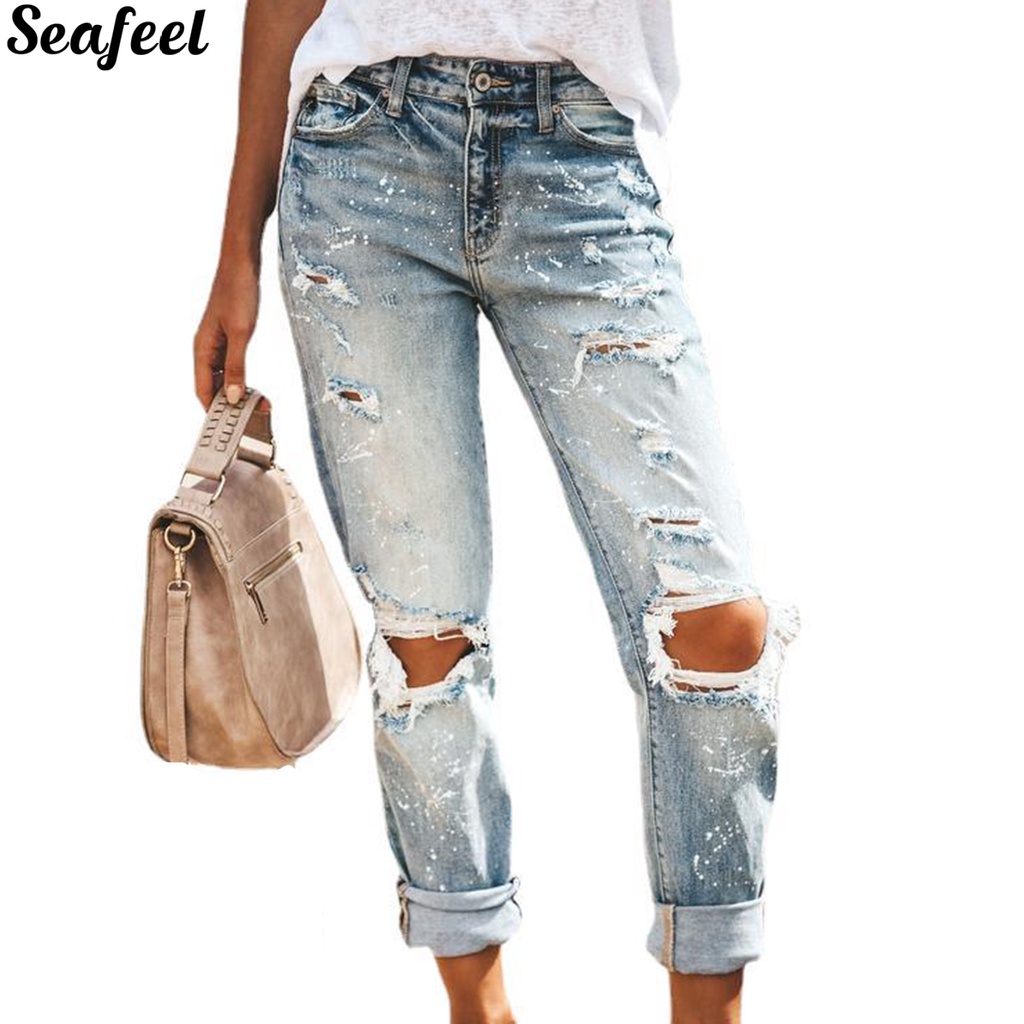 sf_ Skin-friendly Jeans Zipper Button Straight Pencil Jeans Long Streetwear