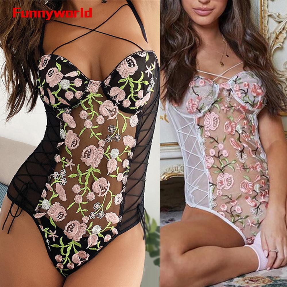 Bộ Đồ Lót Liền Thân Phối Ren Thêu Hoa Gợi Cảm Cho Nữ | BigBuy360 - bigbuy360.vn