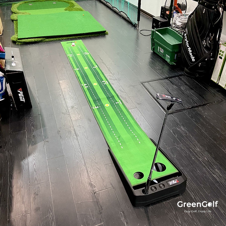 Thảm Putt Golf Mẫu Mới Tự Động Bật Bóng Trả Lại/ Có Vạch Line Khoảng Cách/ Chính Hãng PGM/ Kích Thước 0.4x3m