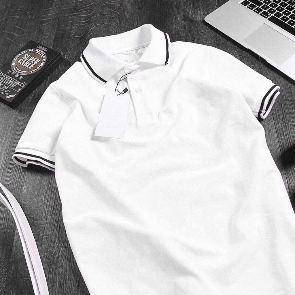 Áo polo nam nữ, áo phông nam cổ bẻ phối viền dệt sợi cotton cao cấp | BigBuy360 - bigbuy360.vn