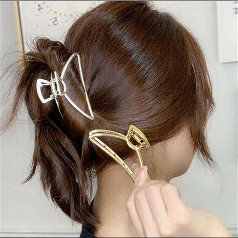 Kẹp Tóc Kim Loại Thiết Kế Đơn Giản Cho Nữ