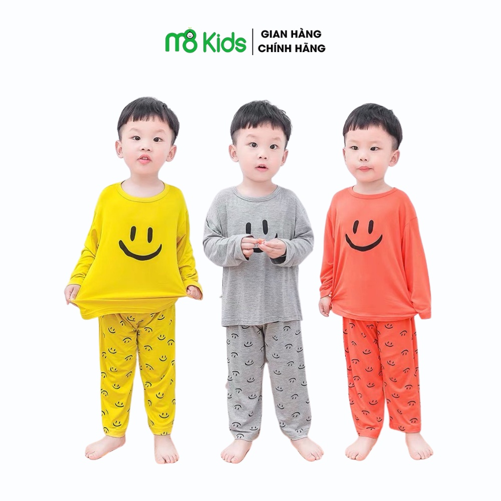 Bộ thun dài tay hoạt tiết mặt cười cho bé 8-18kg QATE701 -M8shop