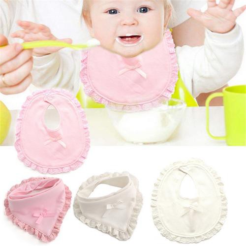 Khăn Yếm Tam Giác Hai Lớp Gắn Nơ Dễ Thương Cho Bé