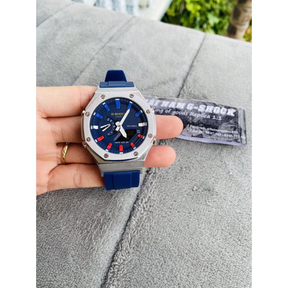 Đồng hồ nam G-SHOCK GA-2100-1A Custom Silver Blue | GA-2100 Custom | Full phụ kiện | Bảo hành 2 năm