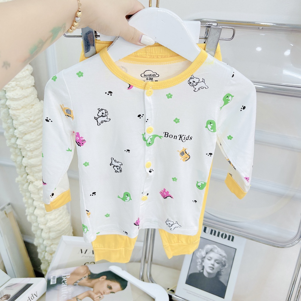 Bộ dài tay thun lạnh cao cấp cho bé sơ sinh 0-11kg, cài khuy giữa vải mềm mát - co giãn 4 chiều - BO100