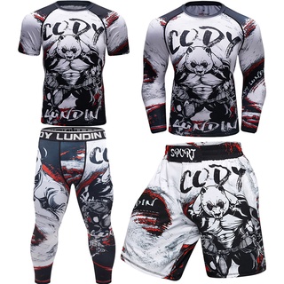  Rashguard nam & 39; s Kimono Jiu Jitsu Mma Áo thun + quần Bộ quần Muay Thái Quần short Bjj Rashguard dành cho nam Phòng tập thể dục Áo đấm bốc Cl 