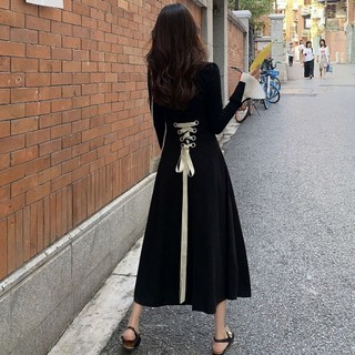 Chân váy xoè midi dáng dài thắt nơ eo