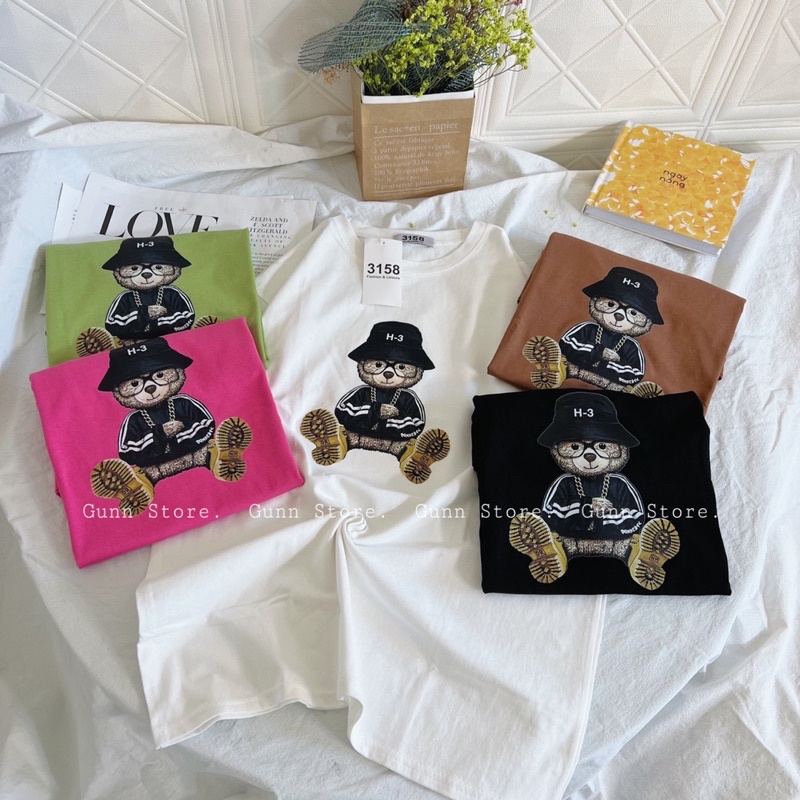 Áo Thun 3158 In Hình GẤU NGẦU Form Rộng Chất Cotton Khô Loại 1, Thoáng Mát, Thấm Hút Mồ Hôi - GUNN