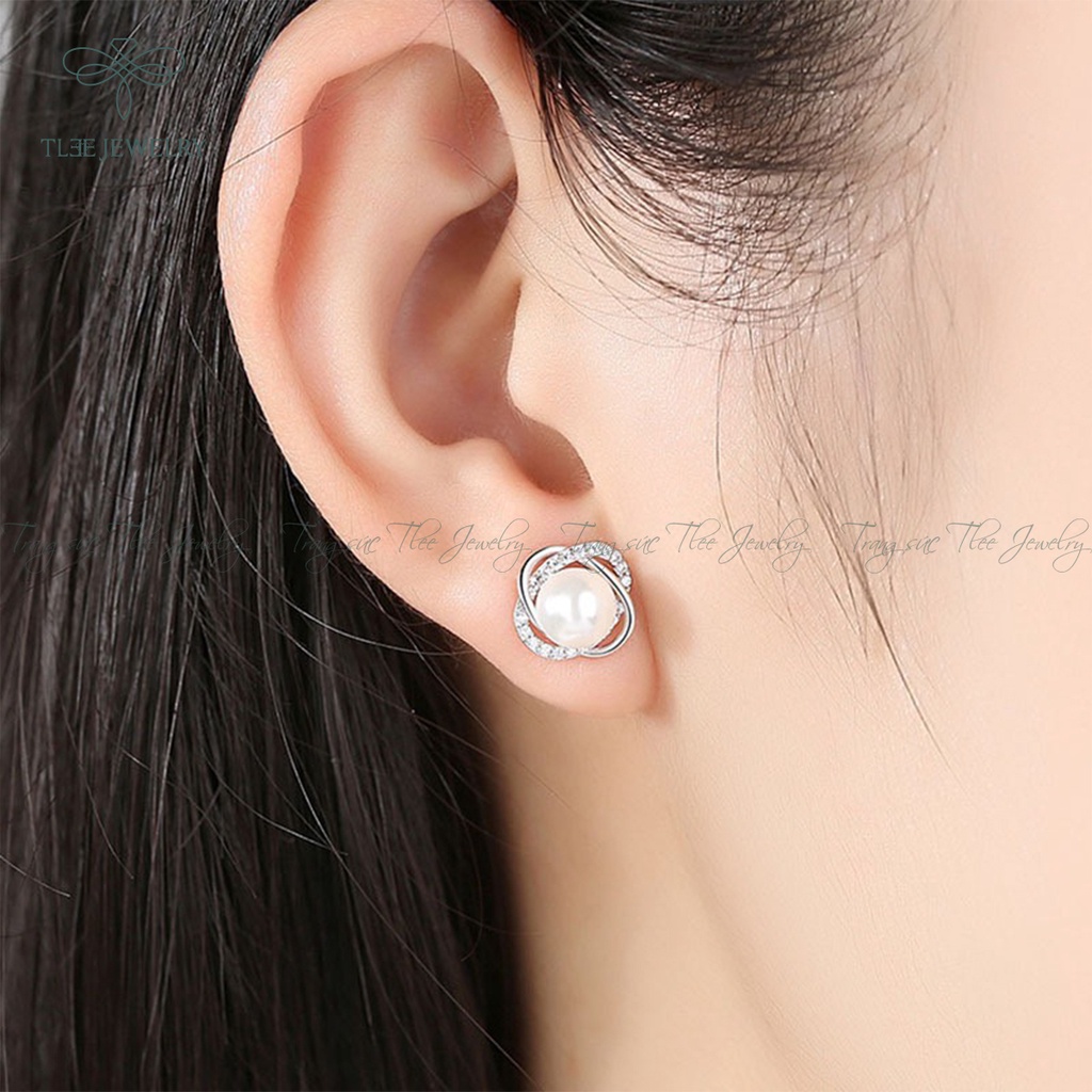 Khuyên tai bạc nữ TLEE hoa xoắn đính lấp lánh bạc cao cấp NCJ B0154
