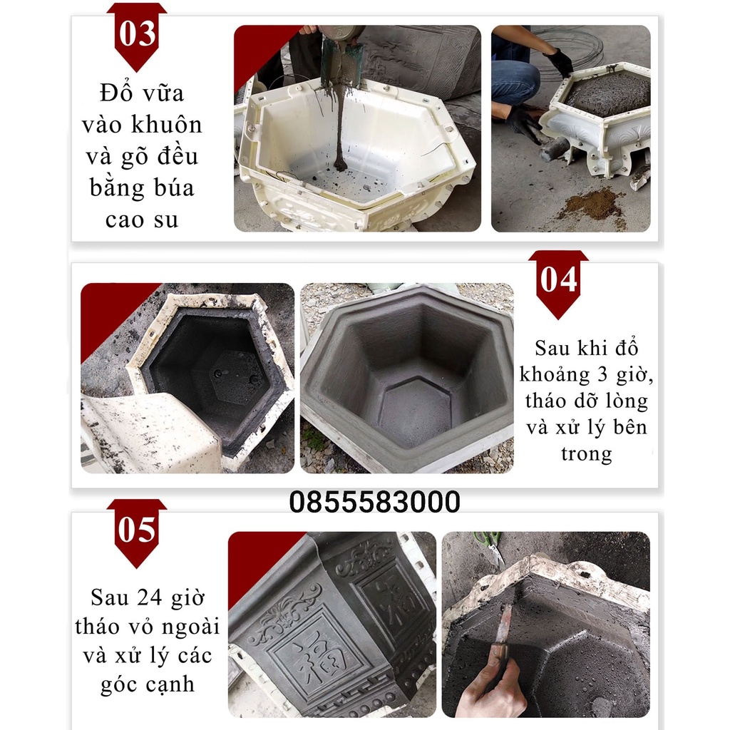 [Mã LIFEXANH03 giảm 10% đơn 500K] khuôn đúc chậu cảnh lục lục giác giác 40 (khuôn chậu ABS có lòng trong)