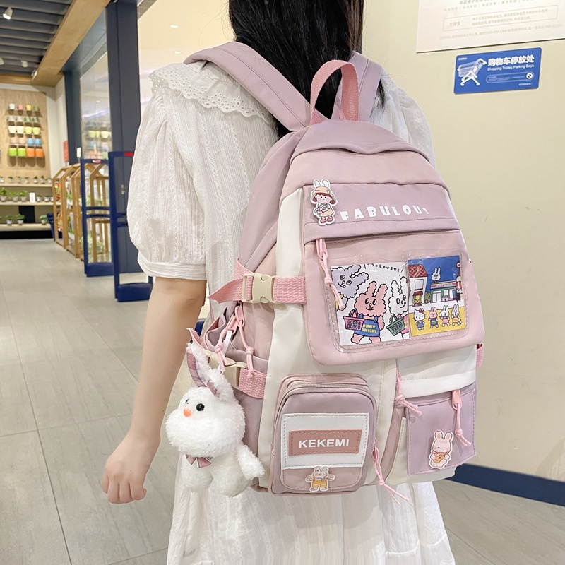 Balo học sinh sinh viên ulzzang màu sắc dễ thương kiểu hộp phong cách unisex nam nữ 1609