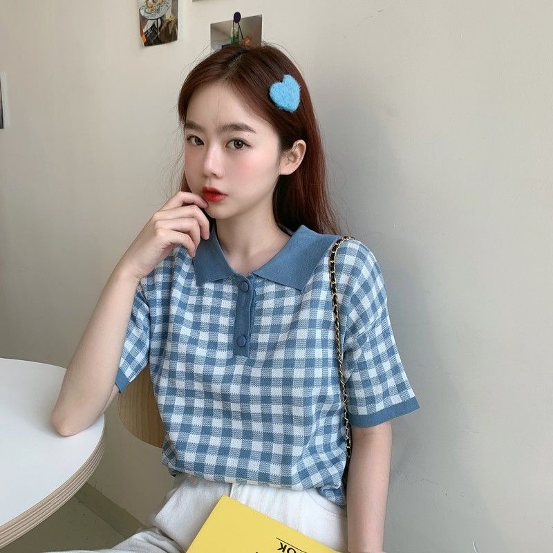 Áo Dệt Kim Ngắn Tay Dáng Ôm Xinh Xắn Thời Trang Hàn Quốc Cho Nữ