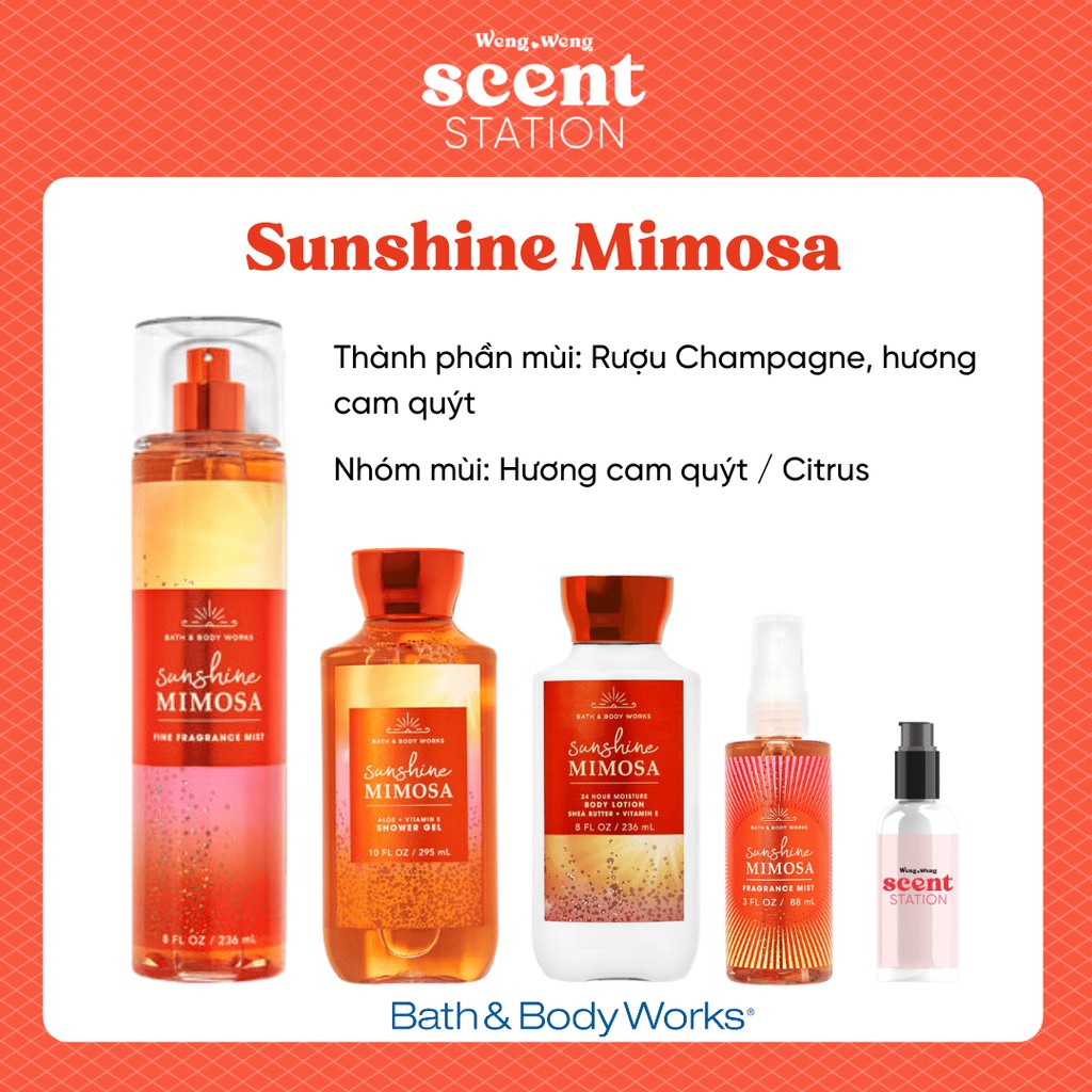 Bộ Sản Phẩm Chăm Sóc Cơ Thể Toàn Diện BBW mùi Sunshine Mimosa