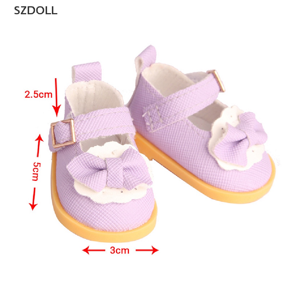 Giày búp bê đính nơ bằng da PU 5cm cho búp bê Mỹ & EXO 14 Inch 1/6