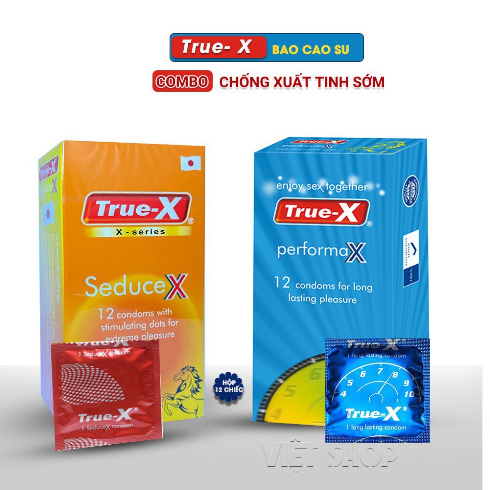 [Giá Rẻ] Bao Cao Su True-X PerfomaX  &amp; SeduceX (Hộp 12c). Bcs Siêu Mỏng Tăng Khoái Cảm Xuất Xứ Nhật Bản Hàng Chính Hãng