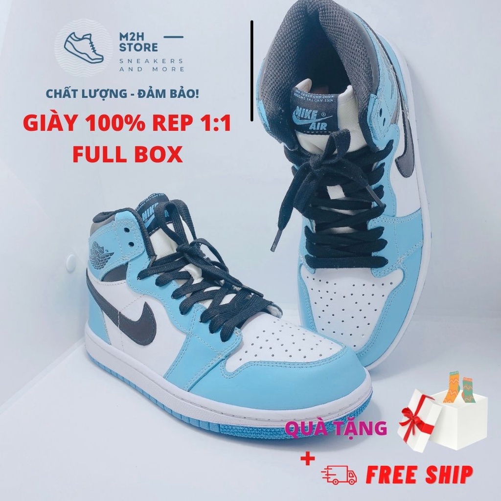 Giày Thể Thao Nam Nữ Sneaker Air Jordan 1 Cổ Cao University Blue Full Size