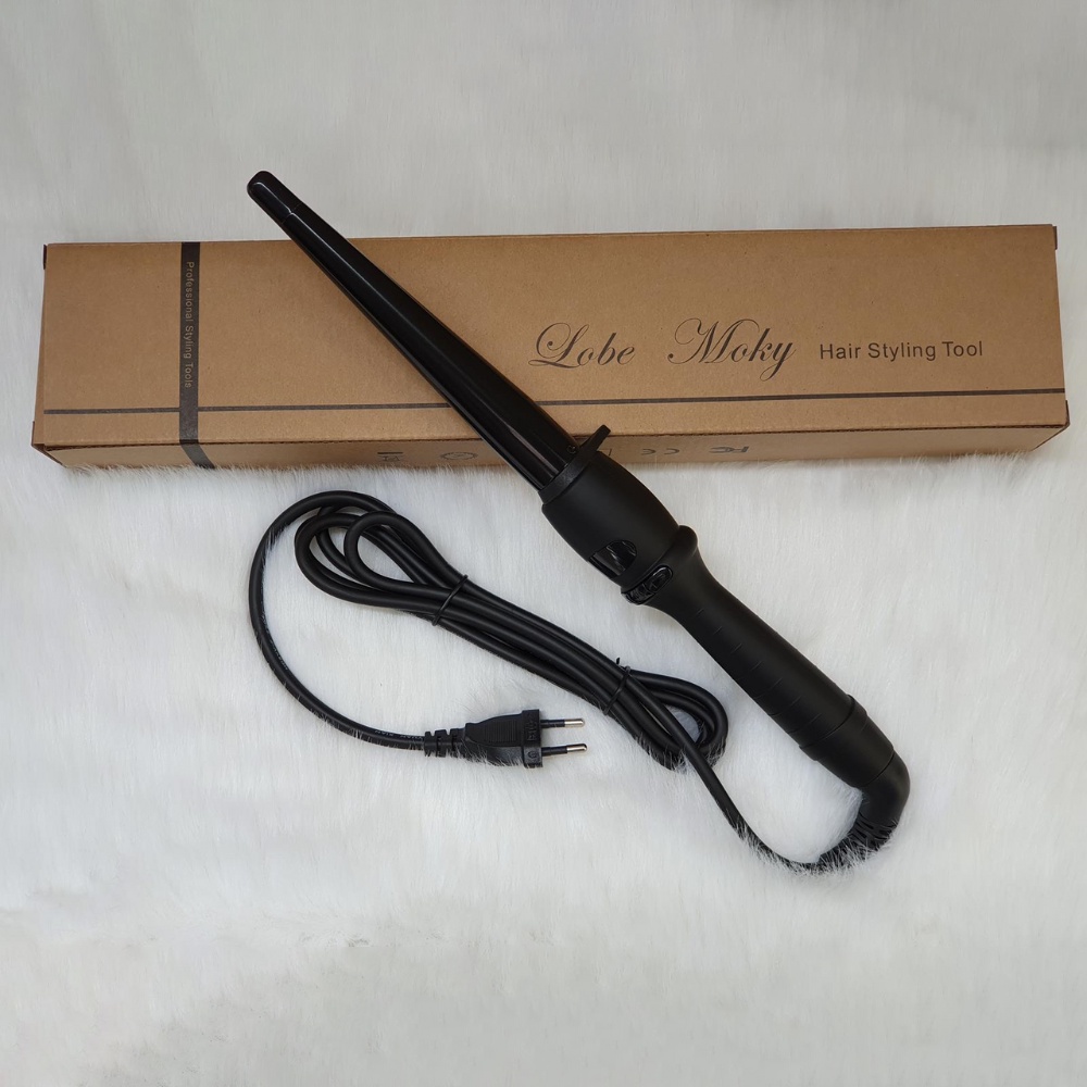 Máy uốn xoăn tóc hình tháp có chỉnh nhiệt chuyên dùng làm tóc xoăn lọn to nhỏ chuyên nghiệp