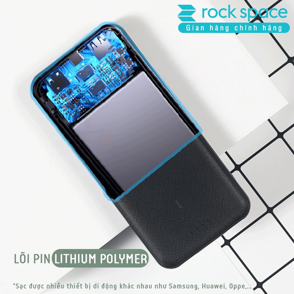 Sạc dự phòng mini, chính hãng Rockspace P62 Pro dung lượng thực 10000mah dành cho iPhone, Samsung bảo hành 12 tháng