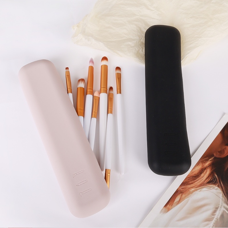 1 Hộp Đựng Cọ Trang Điểm Bằng Silicone Gọn Nhẹ Chống Nước Đa Năng