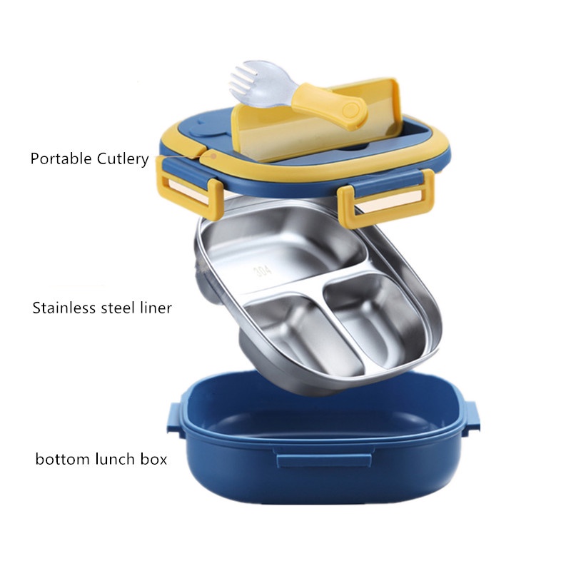 Hộp cơm Bằng Thép Không Gỉ 304 Thiết Kế Nhỏ Gọn Tiện Dụng Cho Học Sinh / Cắm Trại