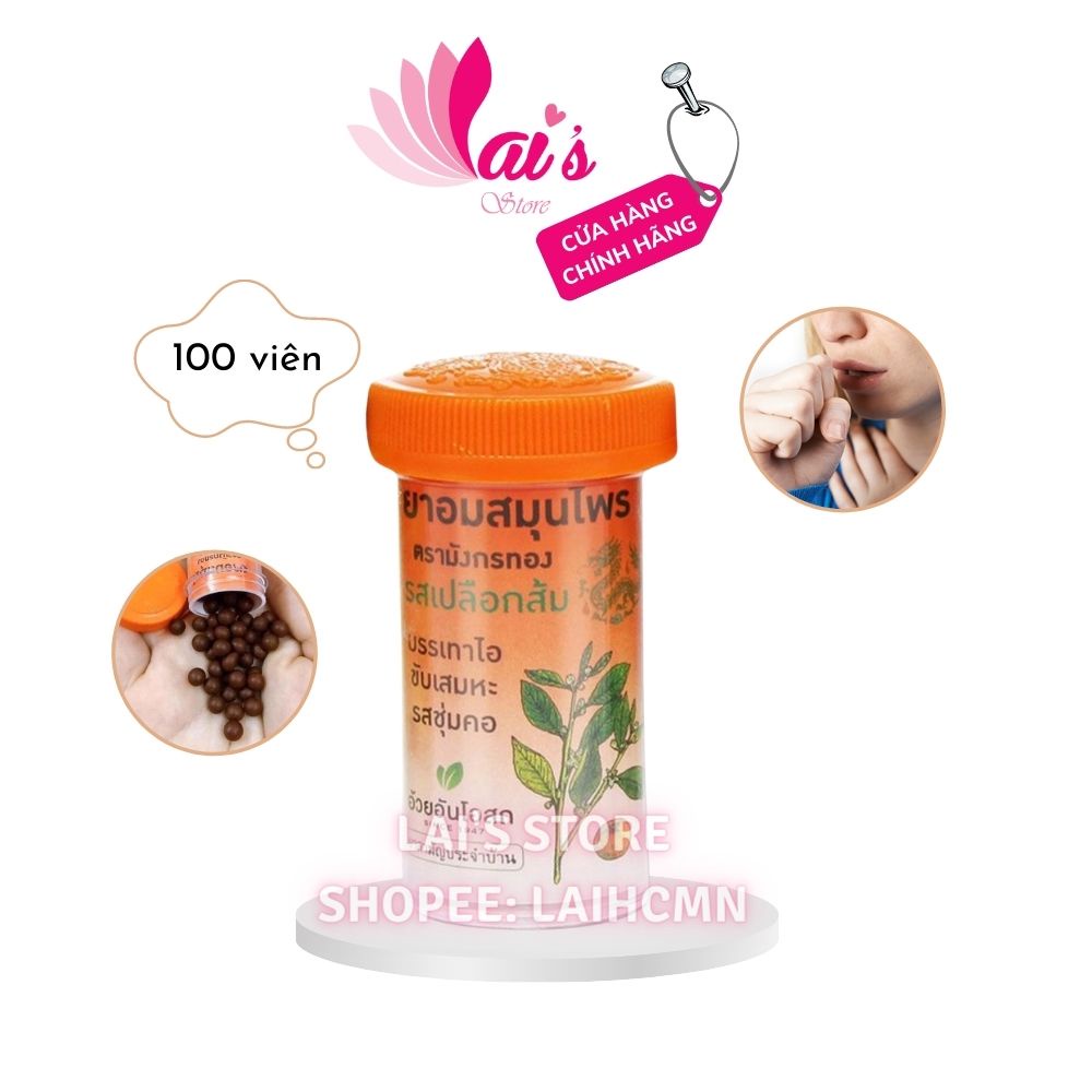 Kẹo Ngậm Giảm Ho Cam Thảo Ouayun Vị Cam và Chanh, Thảo Dược Thái Lan 100 viên Siêu Hiệu Quả - LAI'S STORE