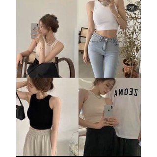 Áo ba lỗ Croptop trơn dáng ôm - Vải thun tăm, co giãn - Freesize <58kg - Phong cách Hàn Quốc