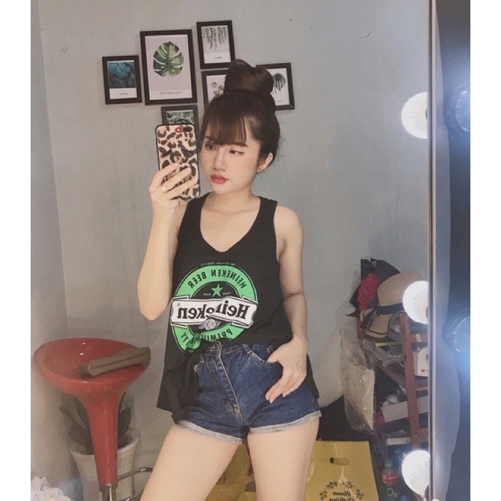 Áo thun giấy 3 lỗ in heniken _cachuashophcm