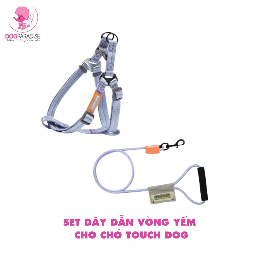 Set dây dẫn vòng yếm đi dạo cho chó Touchdog chất liệu vải cao cấp chắc chắn - Dog Paradise