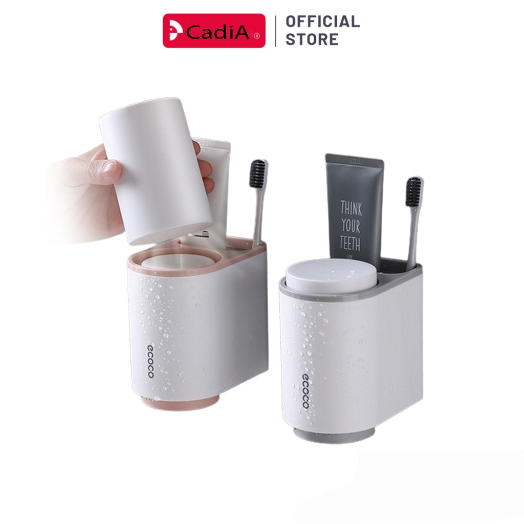 Kệ Để Bàn Chải Đánh Răng ECOCO 2 Cốc, Kệ Để Đồ Nhà Tắm Lắp Đặt Dính Tường