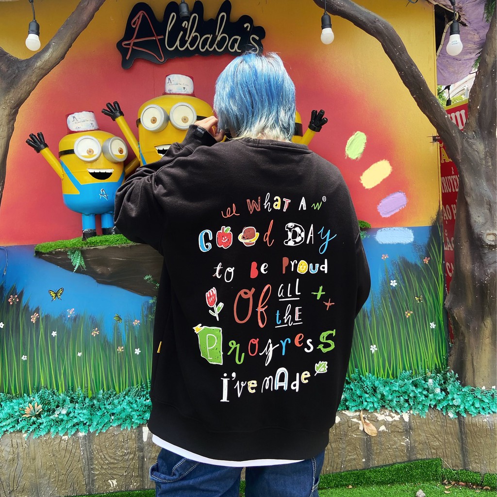 Áo Sweatshirt nỉ tay dài What A Good Day (Tặng kèm túi Tote)