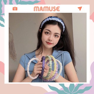 Bờm tóc MAMUSE bờm tóc vải nhún bèo phong cách tiểu thư BT5