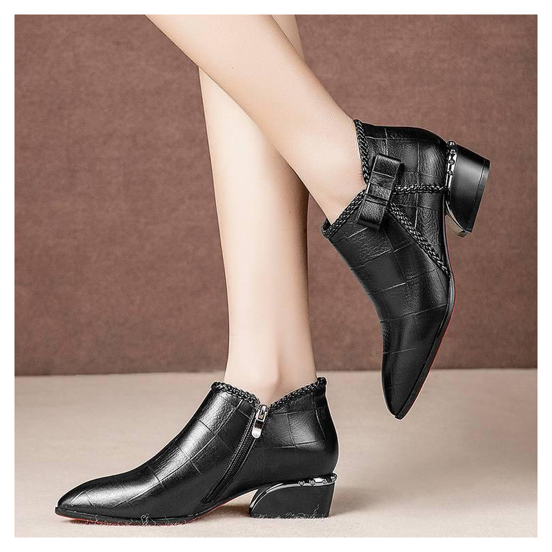 Giày bốt mũi nhọn cổ thấp phong cách thời trang có size 35-40 41 42