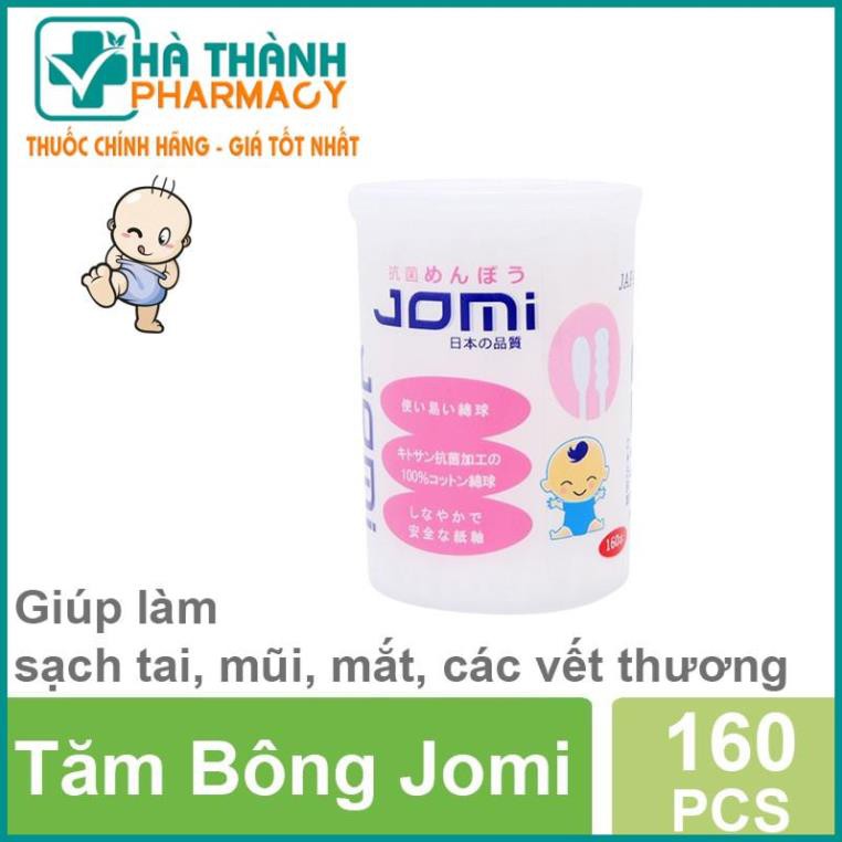 Tăm bông kháng khuẩn trẻ em Jomi (Hộp 160 chiếc)