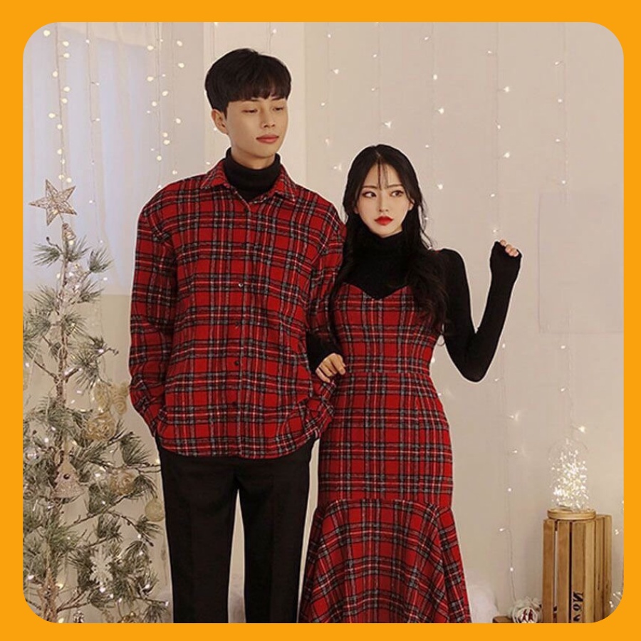 Áo đôi nam nữ đẹp : Set áo váy sơ mi Hàn Quốc COUPLE STORE dùng đi chụp hình cưới,đi chơi, đi du lịch