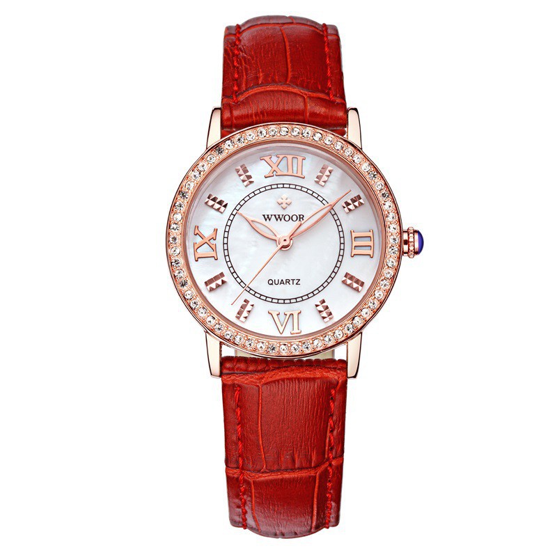 FREESHIP 99K TOÀN QUỐC_ ĐỒNG HỒ NỮ WWOOR 8807 DÂY DA CAO CẤP,VIỀN ĐÁ SANG TRỌNG Bán lẻ giá sỉ