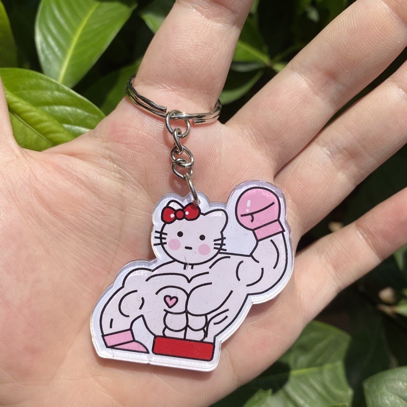 Móc khoá mèo hello kitty cơ bắp đô con lực lưỡng đáng yêu dễ thương