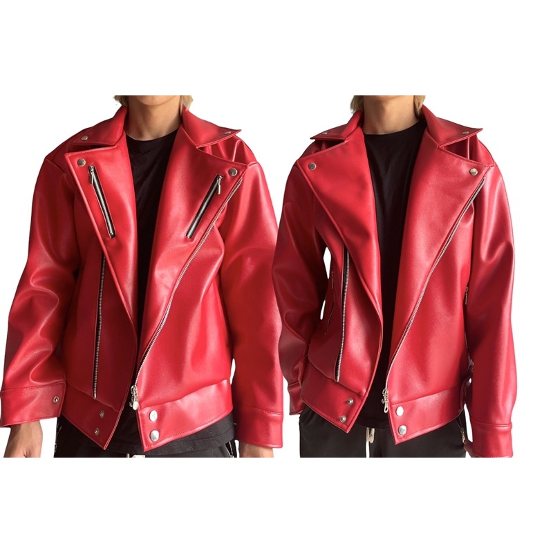 Áo khoác da đỏ - jacket biker đỏ