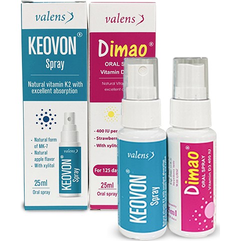 Combo Tăng chiều cao dạng xịt cho trẻ Dimao Vitamin D3 + Keovon Vitamin K2 MK7 - CN294