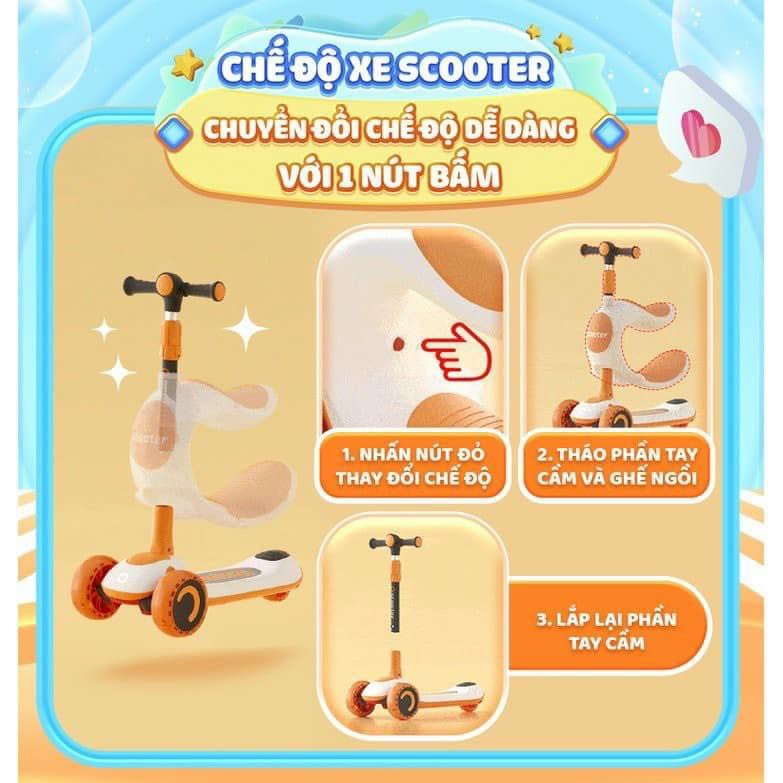 XE TRƯỢT SCOOTER CAO CẤP ĐA NĂNG 3IN1 CHO BÉ 1 - 8 TUỔI (HÀNG CHÍNH HÃNG)