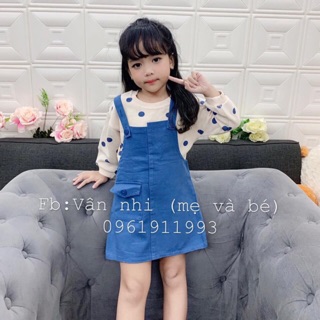 Set áo bi + yếm kaki cho bé gái