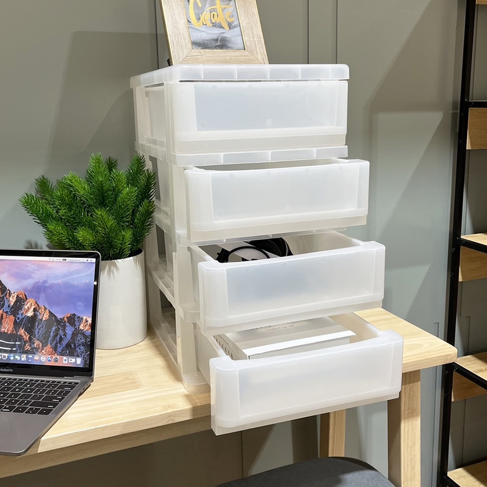 HomeBase SN Tủ nhựa 4 ngăn kéo KNOWLEDGE4 Thái Lan W28xH49.5xD37cm màu trắng