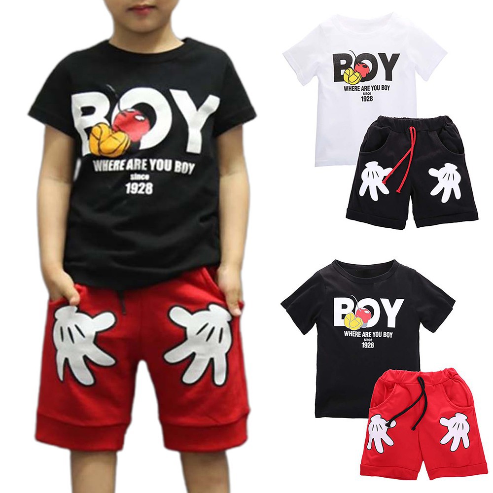 Set Áo Thun Tay Ngắn &amp; Quần Short Cho Bé Trai &amp; Gái