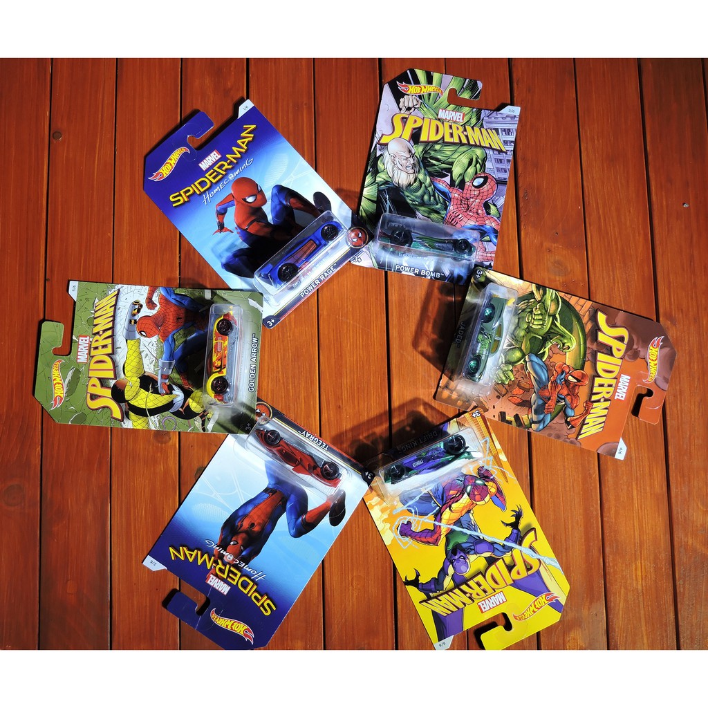 Combo 6 Mô Hình Xe Hotwheels Spiderman Comming Home