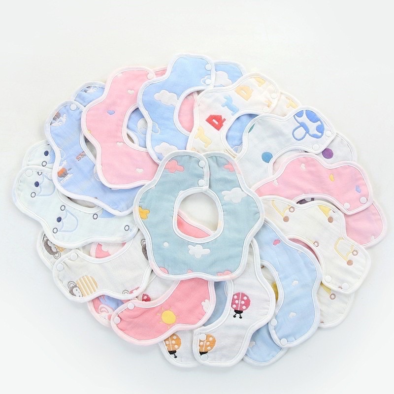 Yếm Tròn Xoay 360 độ cho bé chất liệu 100% Cotton mềm mịn thấm hút tốt màu sắc đáng yêu