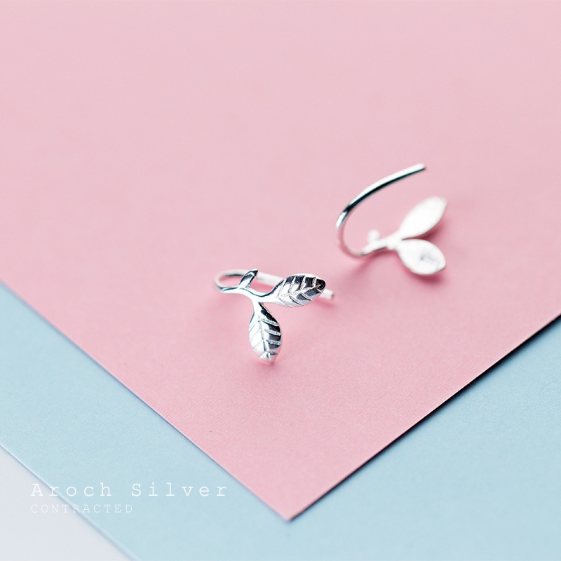 Khuyên tai bạc Ý s925 hình chiếc lá non ANTA Jewelry ATJ8012