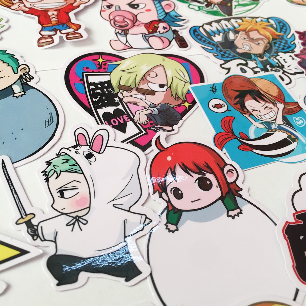 Bộ 30 Sticker One Piece Chibi Hoạt Hình - Miếng Dán Hoạt Hình One Piece