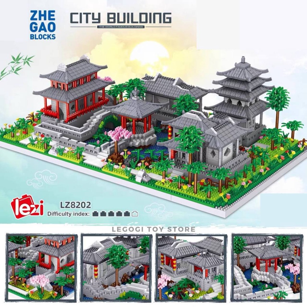 Đồ chơi xếp hình Legogi VƯỜN TÔ CHÂU gạch nhỏ NANOBLOCK mô hình vườn ngự uyển trang trí quà tặng sinh nhật